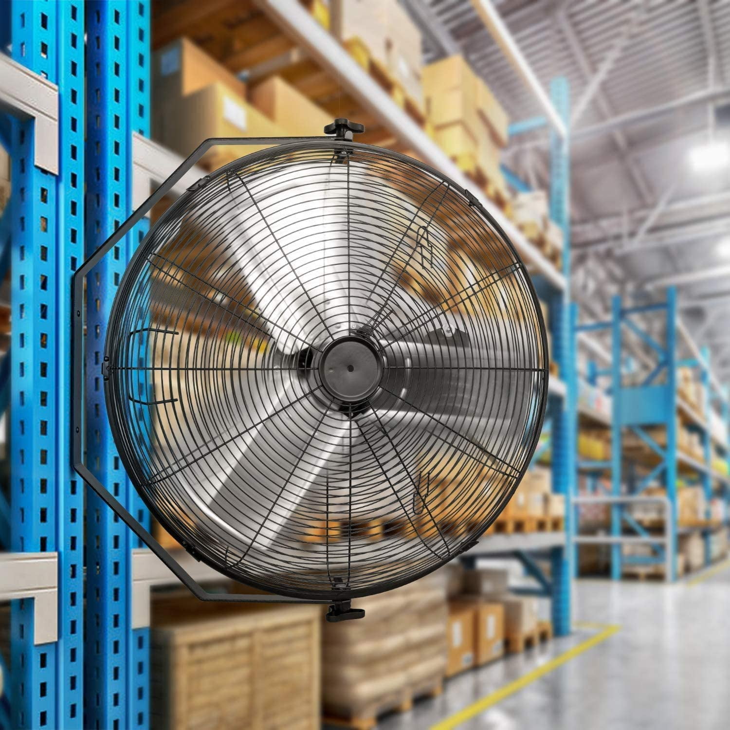 Simple Deluxe 24'' High Velocity Industrial Wall Mount Fan, 3 Speed Commercial Ventilation Metal Fan