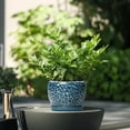 thumbnail image 2 of Flower Pots 6 inch Round Ceramic Planter with Drainage, Modern Pot for Indoor Plants, for Living Room & Office Desk Decor, stone blue-gray, 2 of 6