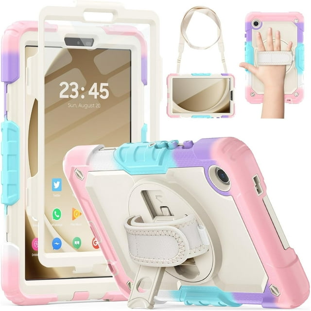 KOMI Étui pour Samsung Galaxy Tab A9 8,7 Pouces, Protection Intégrale avec Protecteur d'Écran/bracelet de Main/support pour Stylet, Étui Robuste Antichoc pour Tablette Samsung A9 2023 SM-X110/X115/X117