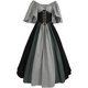 thumbnail image 3 of Vestido gótico de vendaje para mujer, vestido de tirantes finos con mangas con volantes, vestido de noche Formal con cuello redondo, vestido largo gótico para mujer 2023, 3 of 5
