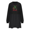 thumbnail image 4 of Pisexur Robes de Noël pour Femmes Mode Imprimé Noël Robes de Vacances Décontractées Col Rond Manches Longues Robe Fluide à Étages Mini Robe de Fête, 4 of 4