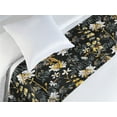 thumbnail image 3 of Floral Bed Runner, Summer Meadow Themed Flower Blossoms on Dark Backdrop Botanical Pattern, Decorative Accent Bedding Scarf for Hotels Homes & Guest Rooms, Twin, Mustard Grey and Black, by Ambesonne, 3 of 3