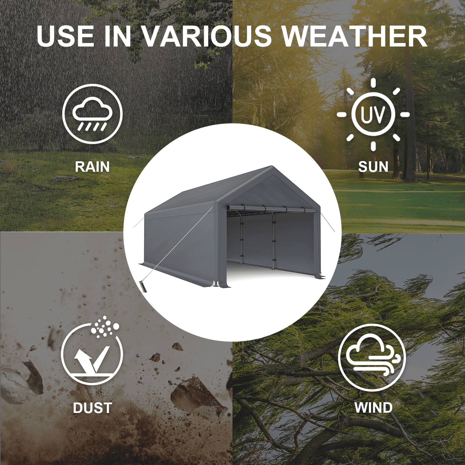 TANGJEAMER Carport 10'x20' Heavy Duty Car Canopy Portable Garage with Removable Sidewalls & Doors for Truck Boat Car Port, Party, Storage