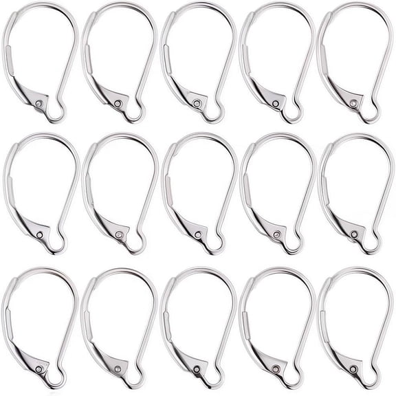 1 Box 100Pcs Stainless Steel Earring Hooks Leverback Earring Findings Lever Back Earring Hooks French Ear Wire Hypoallergenic Earring Clasp Leverbacks for Jewelry Making DIY Dangle Earrings grey