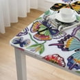 thumbnail image 4 of HAOXIT  Elastic Edged Flannel Backed Vinyl Fitted Table Cover - Colorful Butterfly Pattern - Square - Fits Square Tables white, 4 of 7