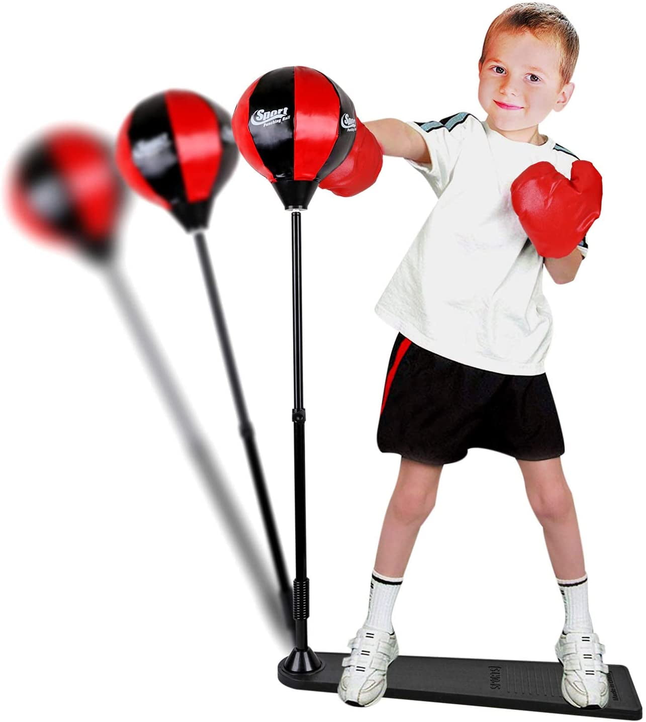 Kids Punch Ball Set Free Standing Childrens Adjustable Junior Boxing Bag Gloves 