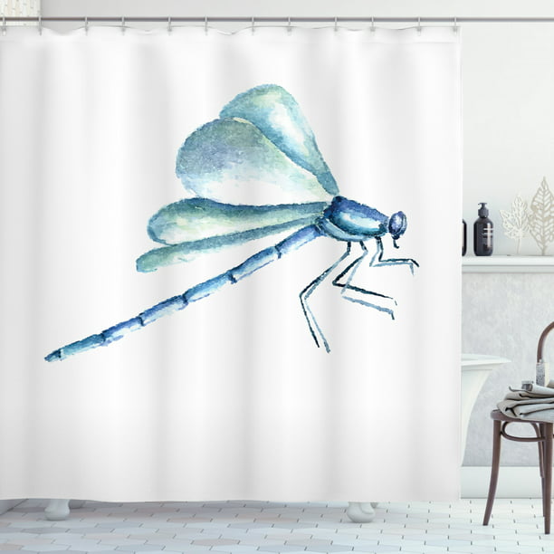 Dragonfly Shower Curtain Hand Drawn, Dragonfly Shower Curtain Hooks