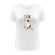 thumbnail image 4 of Camiseta blanca informal con cuello redondo y manga corta con estampado de gato bonito para mujer Pompotops hkajfhjk459236, 4 of 5