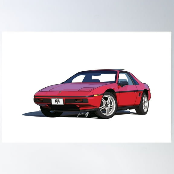 Red Pontiac Fiero Poster Wall Art, Modern Wall Decor, 8x12 UNFRAMED