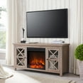 thumbnail image 3 of Evelyn&Zoe Colton Rectangular TV Stand with Log Fireplace for TV's up to 55", White/Gray Oak, 3 of 9