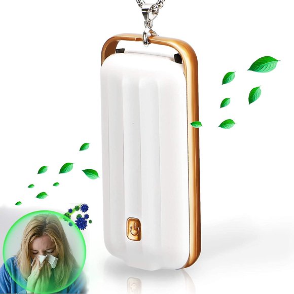 Purificador de aire portátil, collar purificador de aire personal alrededor del cuello, generador de iones negativos de tamaño de viaje, elimina el olor a humo, purificador de humo portátil para