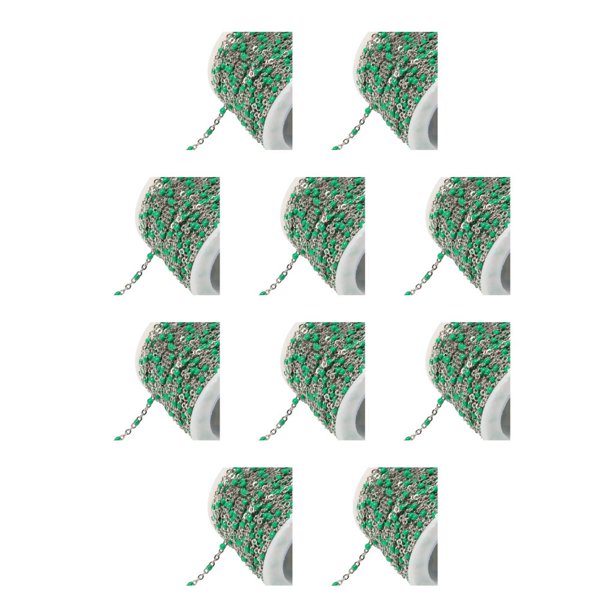 Moyic Cadena a granel de cuentas de esmalte de colores para fabricación de joyas, cadena de acero inoxidable resistente, acero + verde Acero+Verde 10Conjunto
