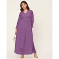 thumbnail image 2 of Moomaya Elegant Solid Long Sleeve Dress - V Neck, Empire Waist, Evening Wear, 2 of 9