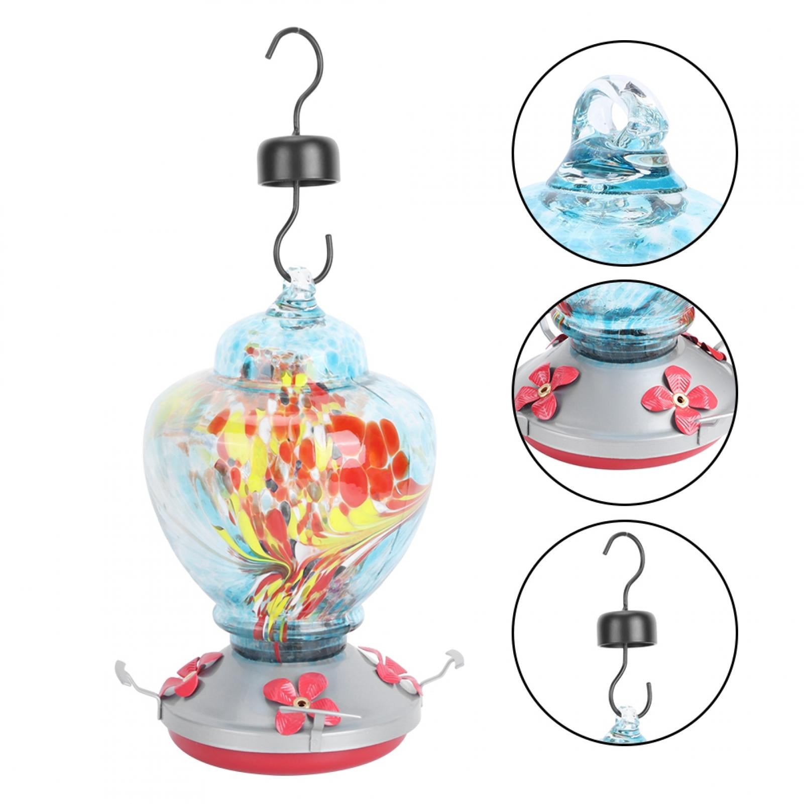 Rupoun Colorful Pattern Stained Glass Bird Feeder Water Tool for Garden 6.5 x 8.9 Inches / 16.5 x 22.5 cm Type B