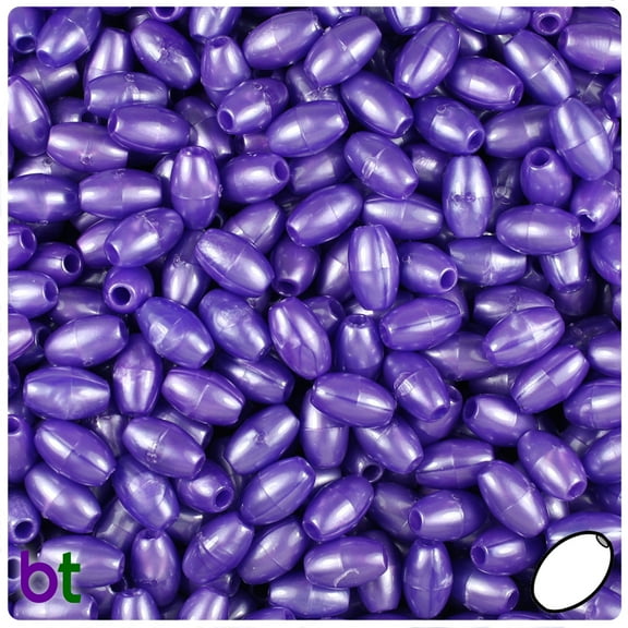 BeadTin Dark Purple Pearl 9mm Oat Plastic Beads (500pcs)