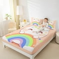 thumbnail image 4 of Manfei Kawaii Orange Cat Twin Sheet Sets for Kids, Cartoon Rainbow Twin Fitted Sheet, Cute Stars Print Flat Sheet, Breathable Home Decor, 3pcs, 4 of 7