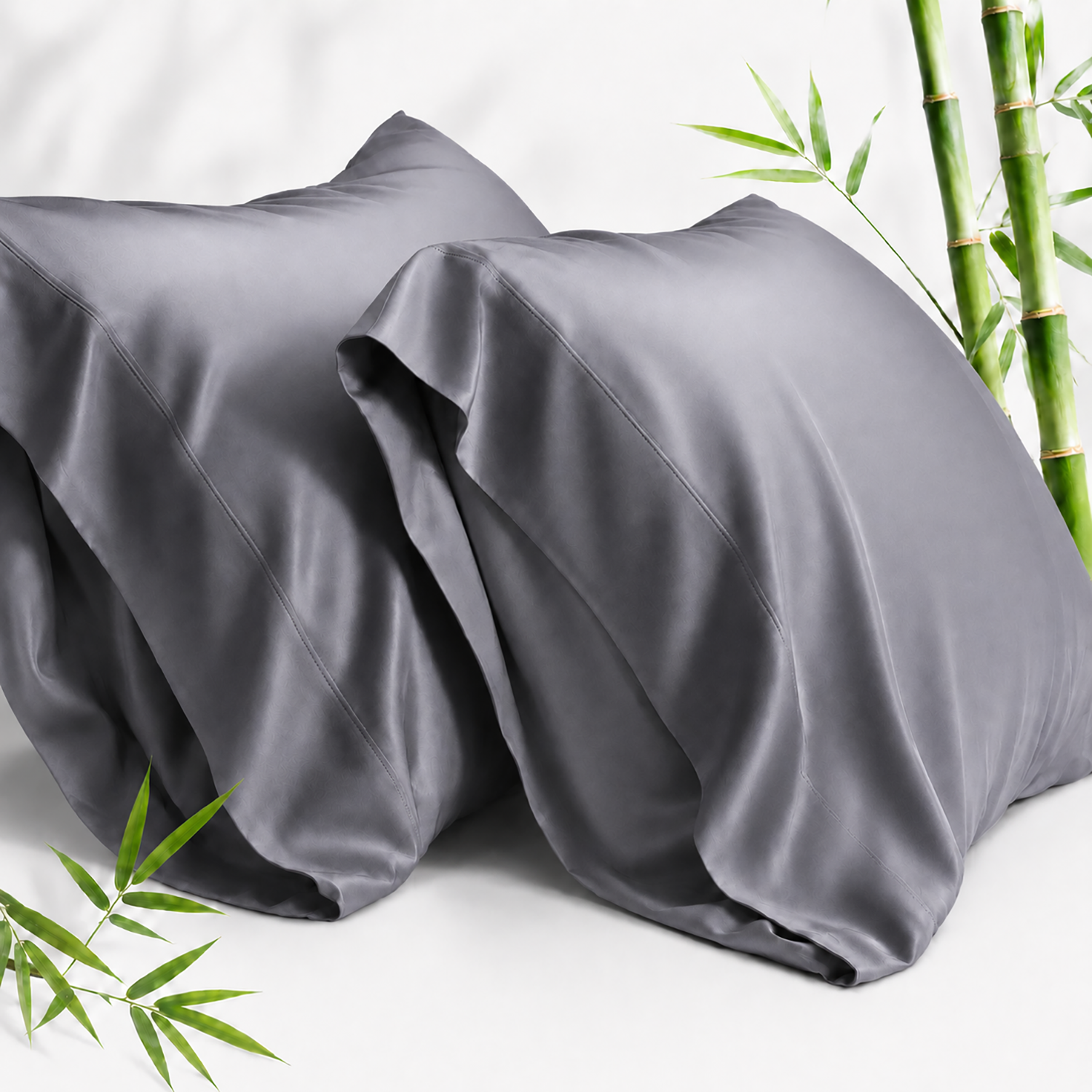 SORMAG Bamboo Cooling Pillowcases, Queen, Set of 2, Dark Gray photo 1
