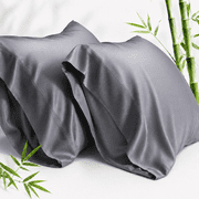 SORMAG Bamboo Cooling Pillowcases Queen Pillow Cases Set of 2 Pack,Dark Grey 20x30 inches