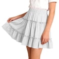 thumbnail image 5 of NAISIBABY Girls Tiered Skirt, High Rise A-Line Ruffles Casual Flowy Summer Pleatd Mini Skirt White Size 12, 5 of 6