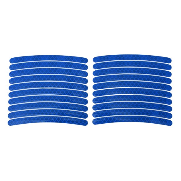 20Pcs Calcomanías para Llantas en Arco, Cintas Decorativas para Llantas de Automóvil de 14-22" Azul Reflectante PET