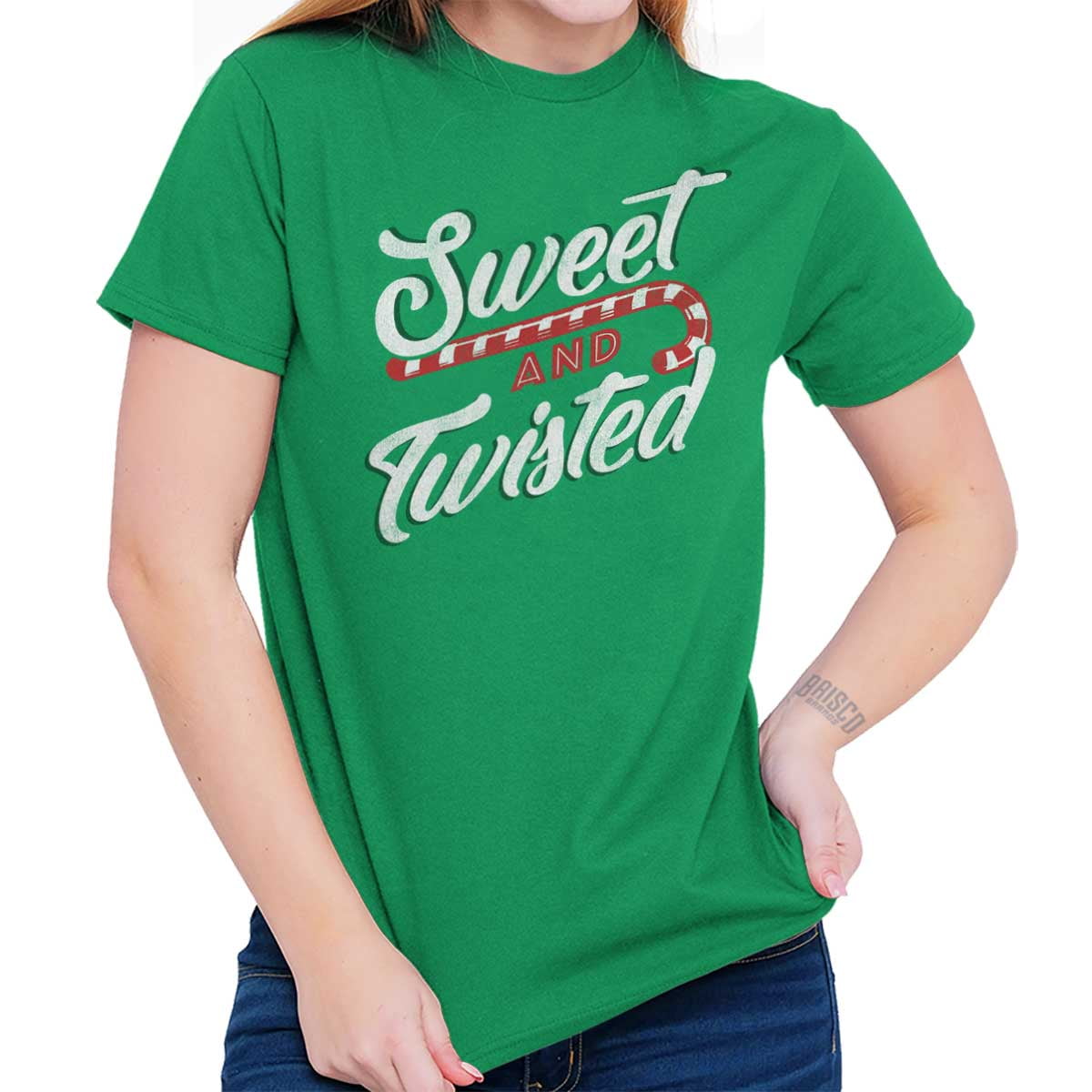 Brisco Brands Sweet Twisted Cute Christmas Candy Cane Pun T Shirt Tee