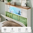 thumbnail image 5 of Farmhouse Twin Size Bed Frame with Bookcase Headboard, Wood Platform Bed with LED Lights & 4 Drawers, No Box Spring Needed, White, 5 of 7