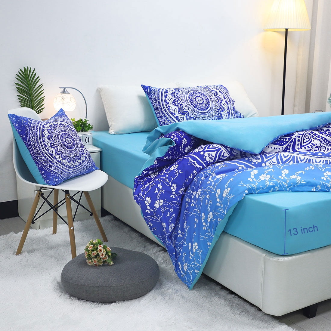 4pcs Duvet Cover Bohemian Bedding Set, Including Quilt Cover, Pillowcases, Fitted Sheet and