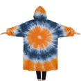 thumbnail image 2 of Oversized Wearable Blanket Hoodie,Orange Blue White Tie Dye Mandala Pattern Sherpa Blanket Hoodie with Super Pockets,Super Warm Fuzzy Pullover for Women & Men, 2 of 6