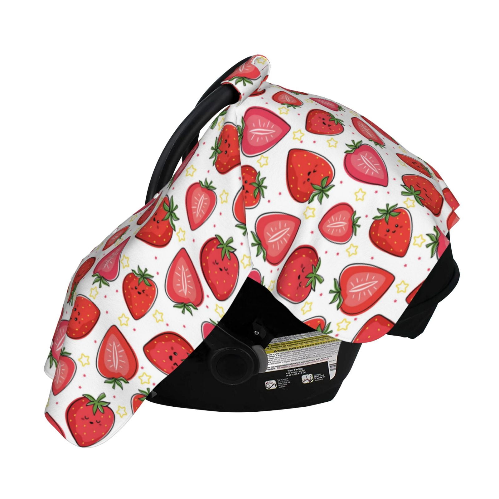 Naloa Hand Drawn Strawberry Baby Car Seat Cover, Breathable Baby Carrier Cover, Multiuse Baby Carrier Cover & Nursing Breastfeeding Cover