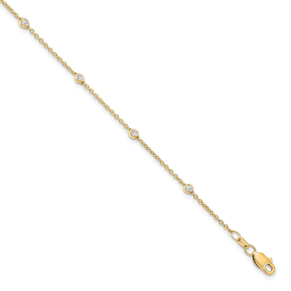 14K Yellow Gold bracelet with Stations Rolo Diamond, Lab Grown Round 7 in 1.2 mm