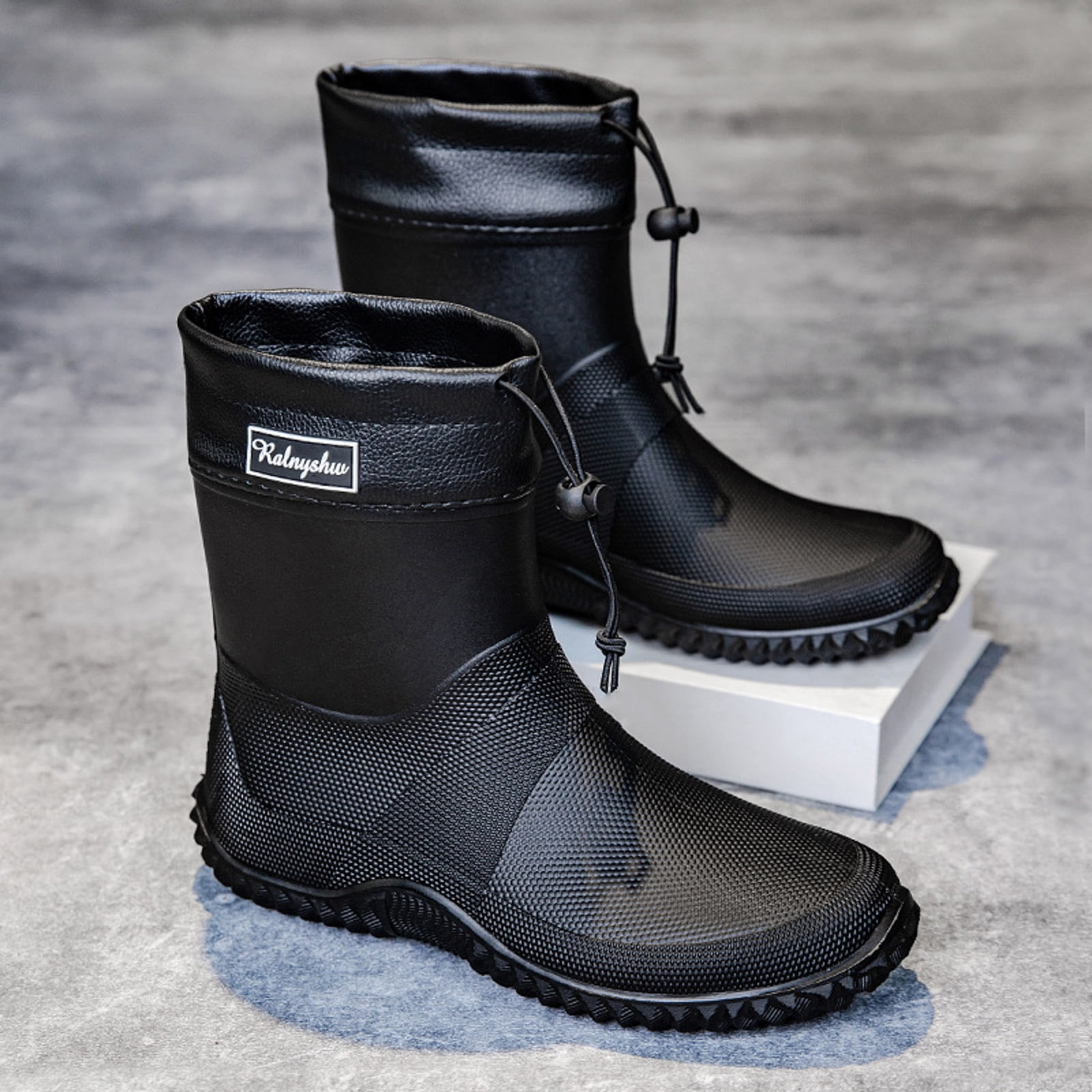 Mepaouo Women's Mid Calf Rain Boots Lightweight Water Garden Shoes Durable Non Slip Rubber Rainboots