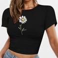 thumbnail image 6 of Drses‌‌ ‌‌‌Ladies' Casual Vintage Crop Top - Round Neck Short Sleeve Breathable Cotton Shirt, 6 of 6
