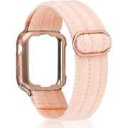 TOYOUTHS Compatible with Apple Watch Band Solo Loop with Protective Case 38mm/40mm Adjustable Elastic Scrunchies Nylon