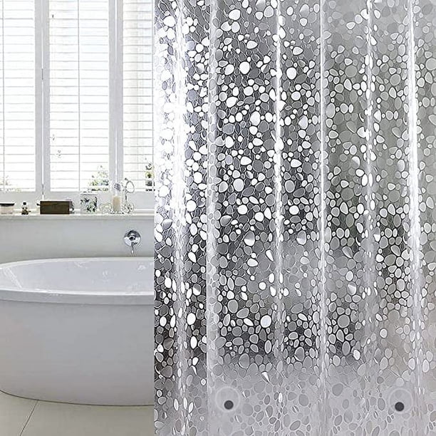 Cortina de ducha de EVA impermeable y antimoho de 180 x 180 cm con 12 ganchos inoxidables, semitransparente para bañera.