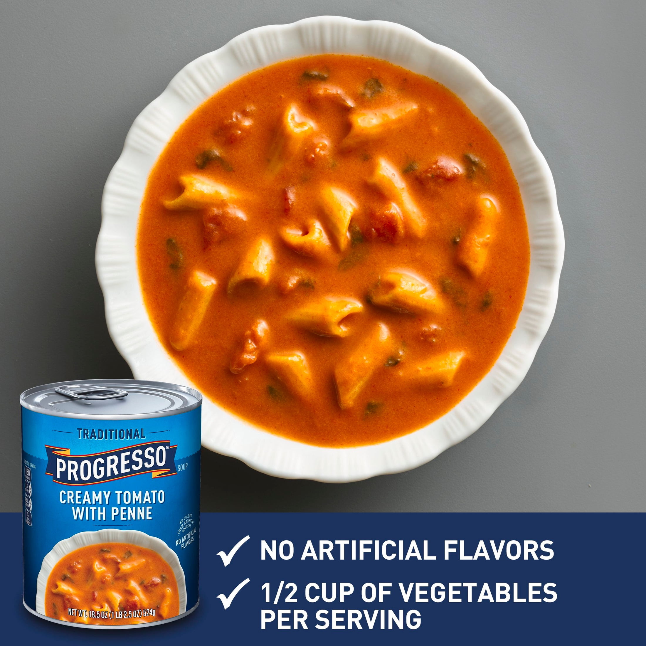(5 pack) Progresso Traditional, Creamy Tomato with Penne Canned Soup, 18.5 oz