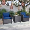thumbnail image 3 of Gymax 3PCS Outdoor Patio Rattan Conversation Set w/ Beige & Navy Cushion, 3 of 8