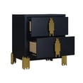 thumbnail image 2 of Benjara Theo Nightstand- 2 Drawers- Retro Gold Handles and Black Wood- 25 Inch, 2 of 6