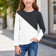 thumbnail image 7 of snilers Girls Long Sleeve Shirts Kids Color Block Crewneck Loose Fit Tunic Tops Summer Casual Basic Tee Shirt 3-14 Years, 7 of 7