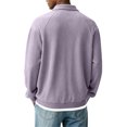 thumbnail image 4 of GrmtClth Shirts for Men Collared Pullover Long Sleeve Button Front Solid Polo Sweatshirt Fall Winter Loose Fit All-Match Casual Shirt Purple XL, 4 of 4