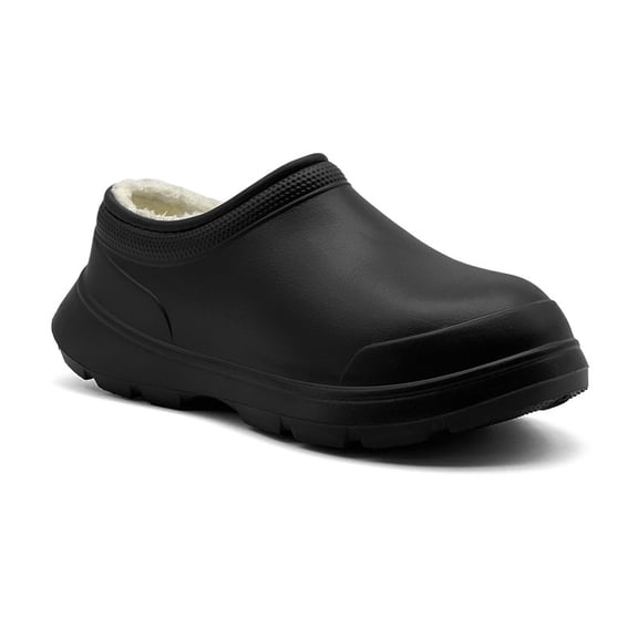 Women's and Men's Wide Chef Shoes - Lightweight Slip-On, Waterproof & Oil-Resistant Non-Slip Work Clogs, Professional Kitchen Chefs, Nurses, Gardeners Fleece-lined