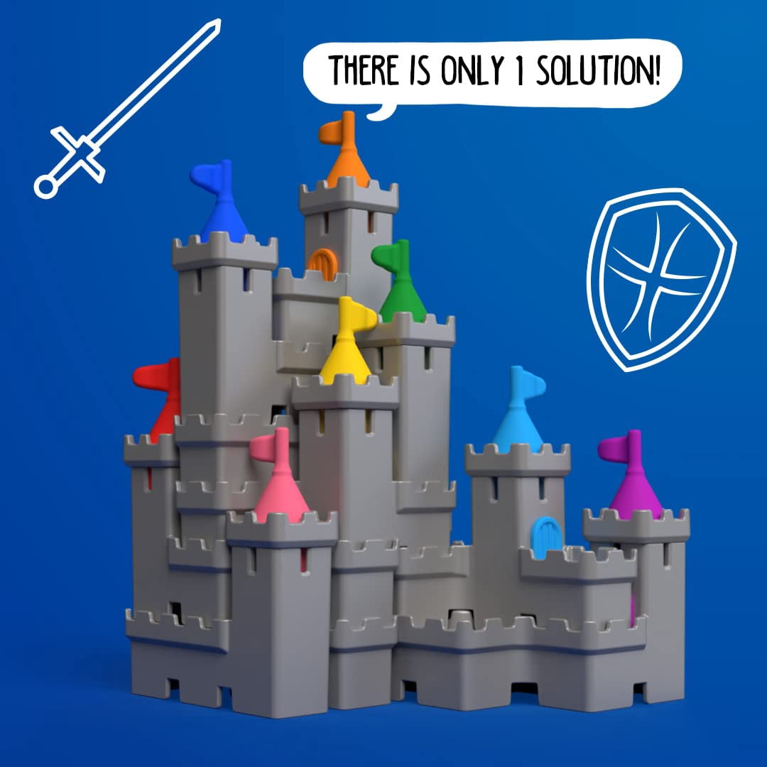 SmartGames Tower Stacks Castle Building Game with 80 Challenges for Ages 8-Adult