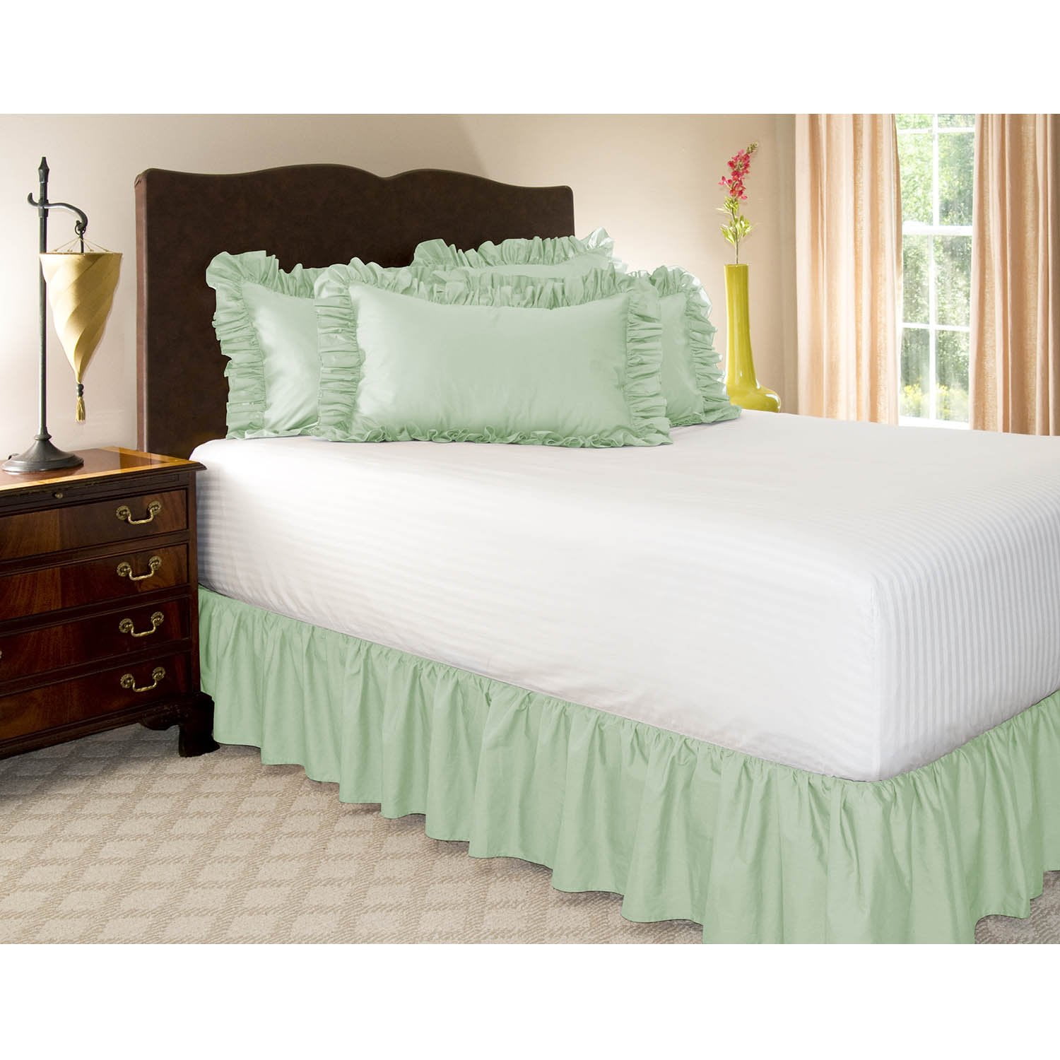 harmony lane ruffled bed skirt 21 inch drop, twin xl, lavender frost