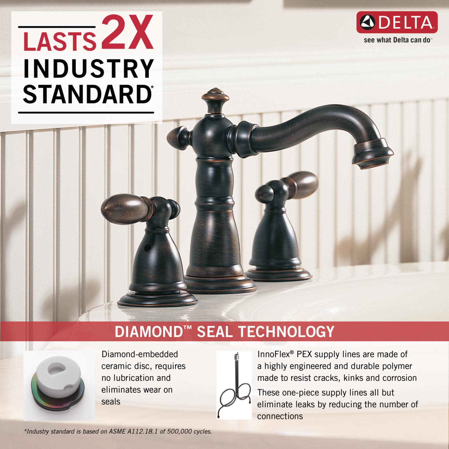 Delta Victorian Two Handle Widespread Bathroom Faucet, Champagne Bronze 