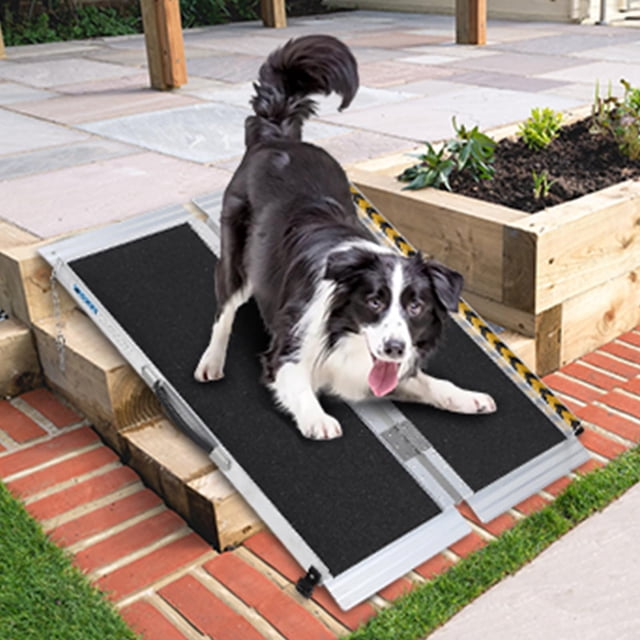 EDTara Foldable Aluminum Wheelchair Ramp, Features Stainless Steel Hinges, Lightweight and Compact Access Ramp for Safely Crossing Curbs and Small Steps