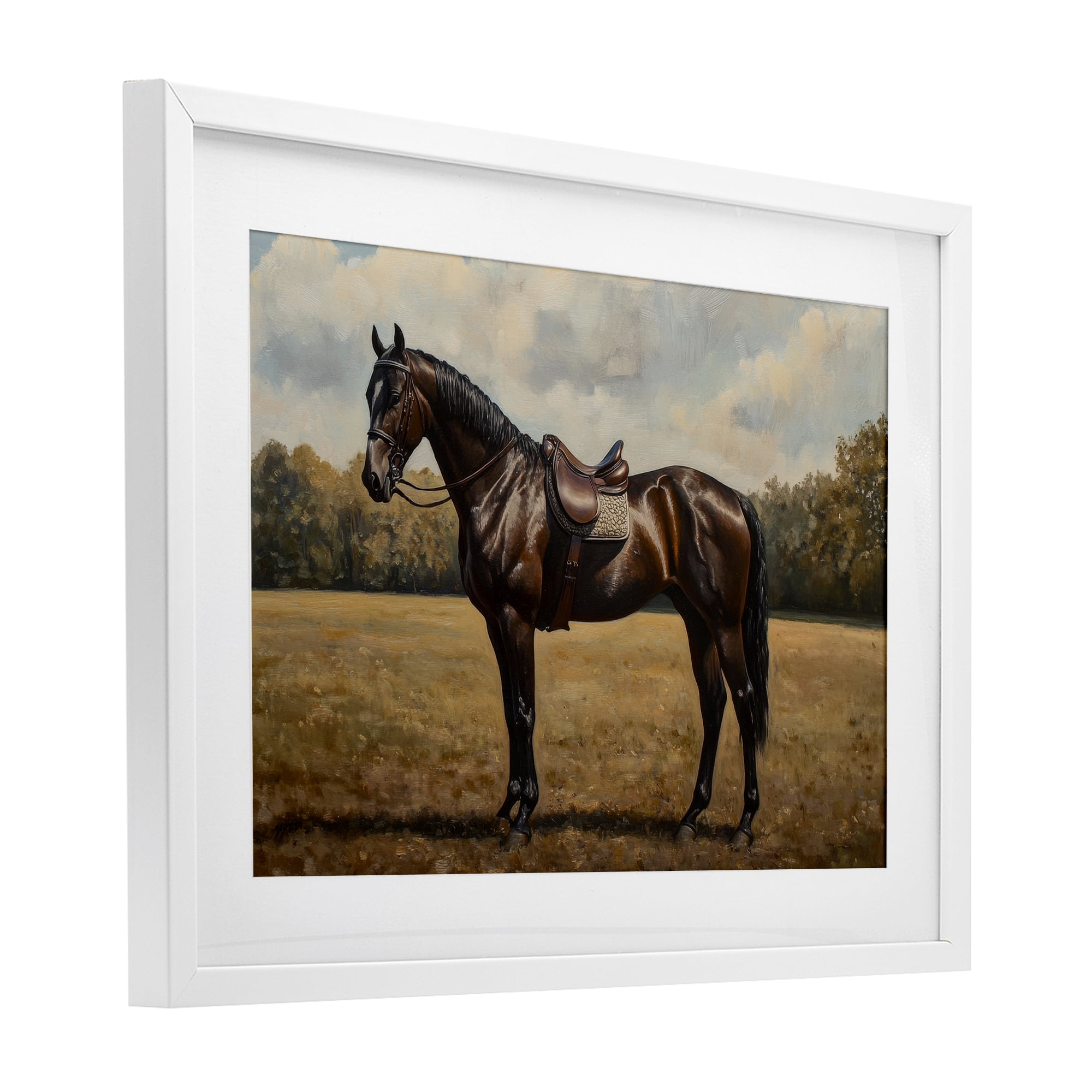 Stupell Industries Dark Brown Pony Portrait White Framed Print Under Glass, design by Petal Prints Design