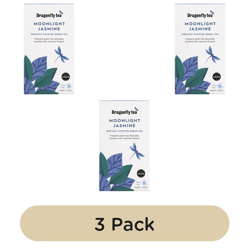 Dragonfly Moonlight Jasmine Green Tea Bags 20's, British Import (Pack of 3)