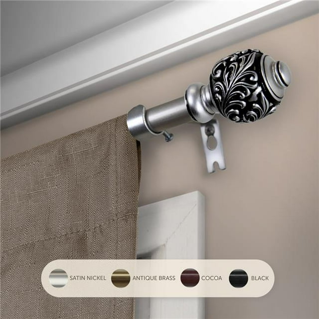 Central Design 5709-485 Tringle à Rideau Aria 0.625 Po avec Extension de 48 à 84 Po, Nickel Satiné