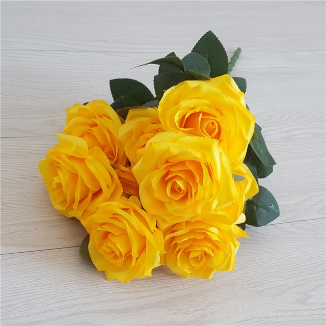 Ramo de rosas de simulación de 10 piezas, flores decorativas para bodas, adornos para el hogar, ramo de rosas de simulación, guía de ruta