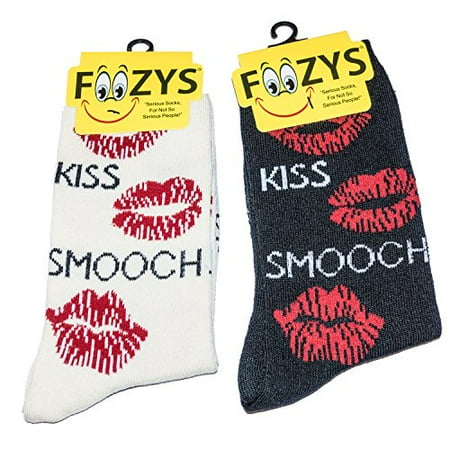 

Foozys Women’s Crew Socks | Kiss & Smooch Fun Designs Novelty Socks | 2 Pair