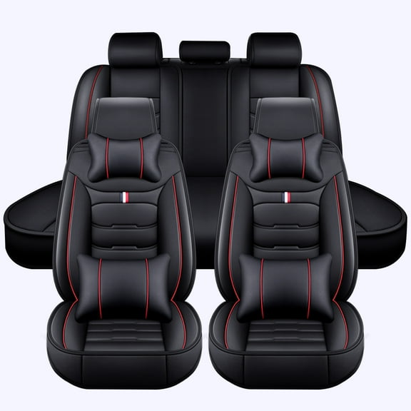 OTOEZ Car Seat Covers Full Set 5-Seats Leather Front Rear Cushion Protector Universal Fit